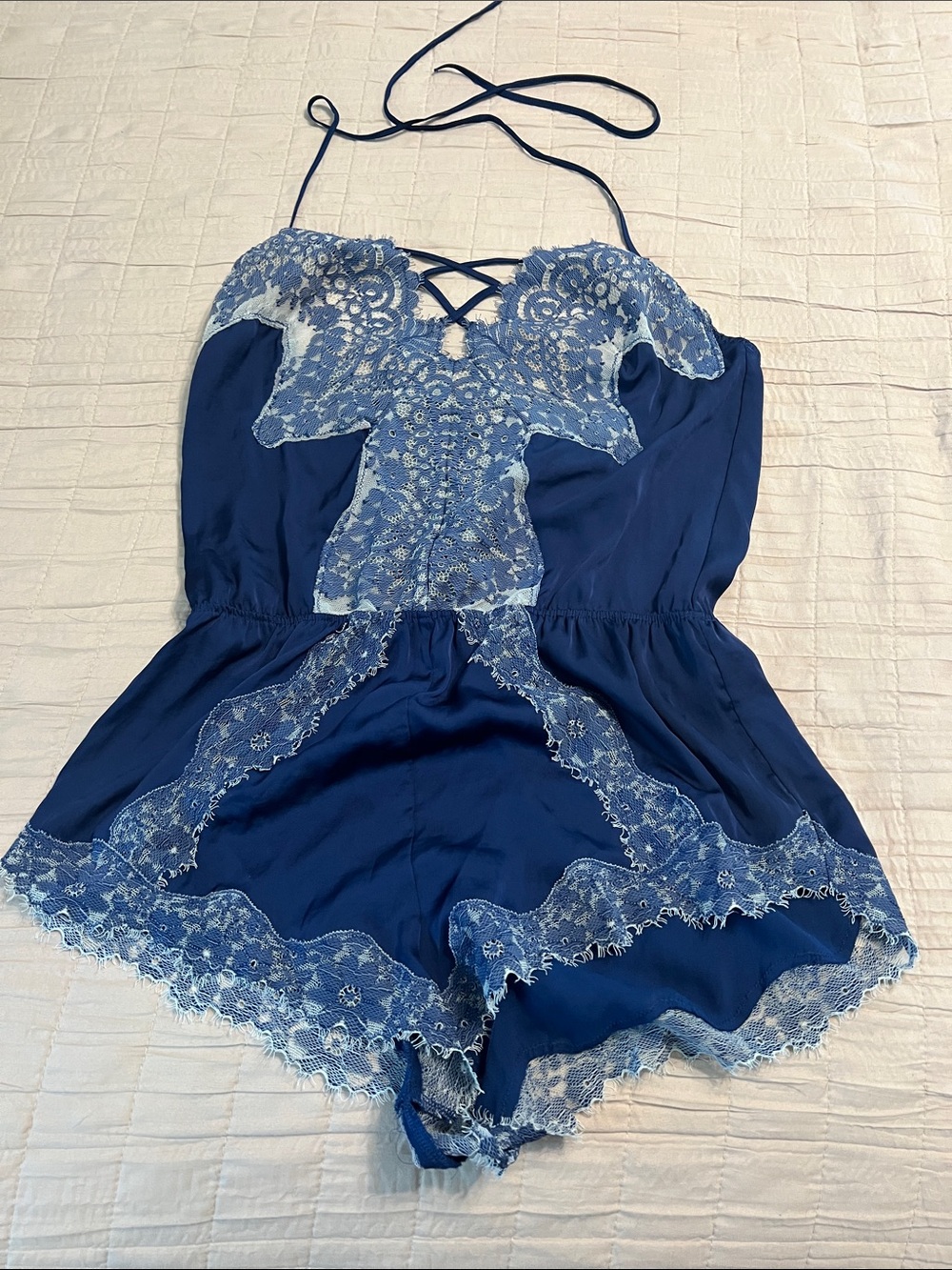 Victoria's Secret Navy and Light Blue Lace Camisole